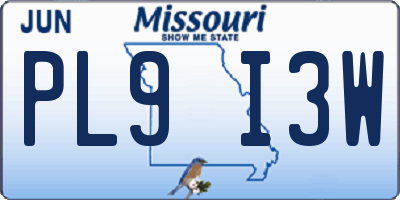 MO license plate PL9I3W