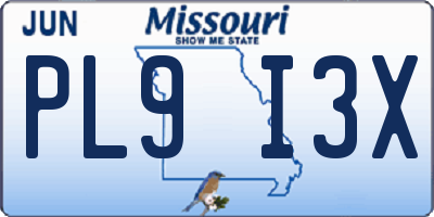MO license plate PL9I3X