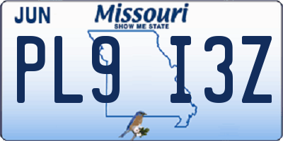 MO license plate PL9I3Z