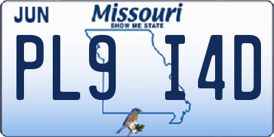 MO license plate PL9I4D