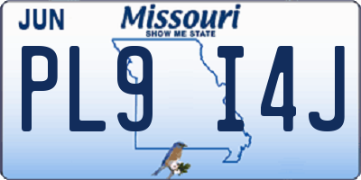MO license plate PL9I4J