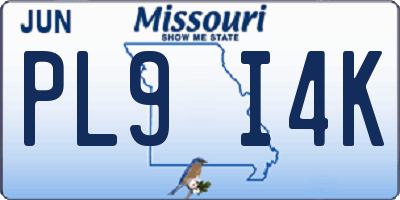 MO license plate PL9I4K