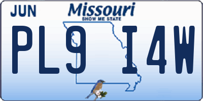 MO license plate PL9I4W