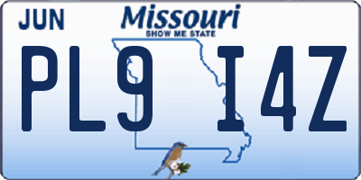 MO license plate PL9I4Z