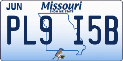 MO license plate PL9I5B