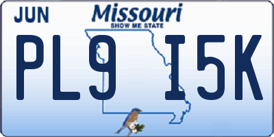 MO license plate PL9I5K