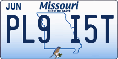 MO license plate PL9I5T