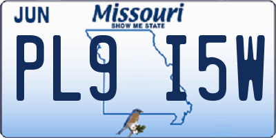 MO license plate PL9I5W