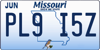 MO license plate PL9I5Z