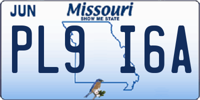 MO license plate PL9I6A
