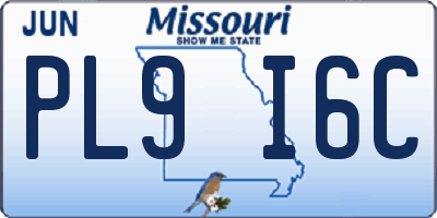 MO license plate PL9I6C