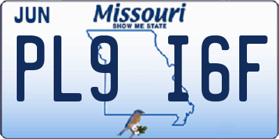 MO license plate PL9I6F