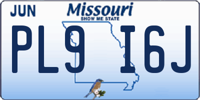 MO license plate PL9I6J