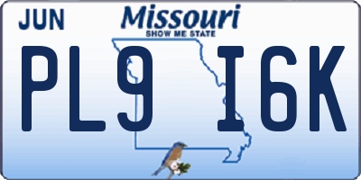 MO license plate PL9I6K