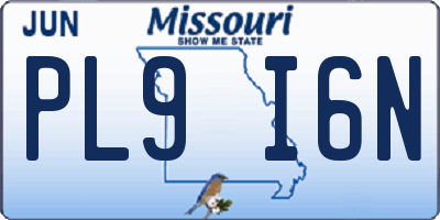MO license plate PL9I6N