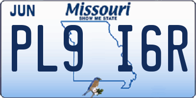 MO license plate PL9I6R