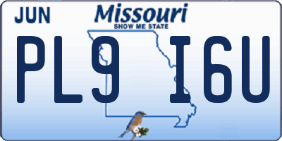 MO license plate PL9I6U