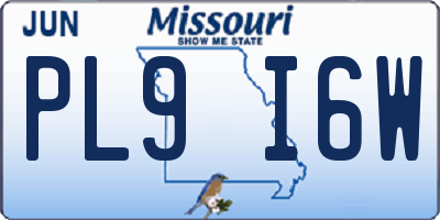 MO license plate PL9I6W