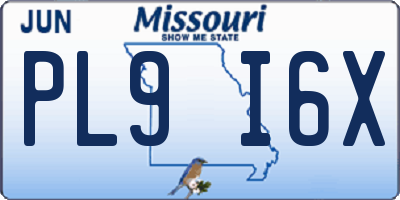 MO license plate PL9I6X