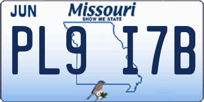 MO license plate PL9I7B