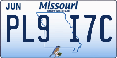 MO license plate PL9I7C