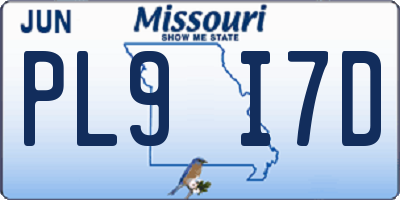 MO license plate PL9I7D