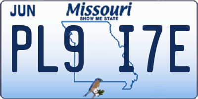 MO license plate PL9I7E