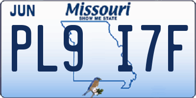 MO license plate PL9I7F