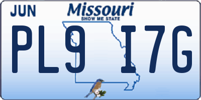 MO license plate PL9I7G