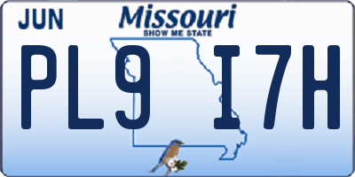 MO license plate PL9I7H