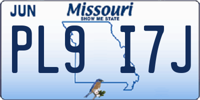 MO license plate PL9I7J