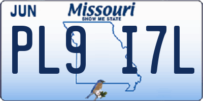 MO license plate PL9I7L