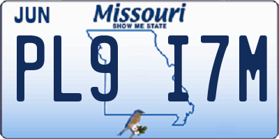 MO license plate PL9I7M