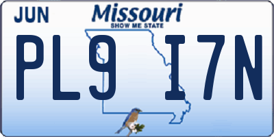 MO license plate PL9I7N