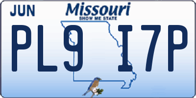 MO license plate PL9I7P