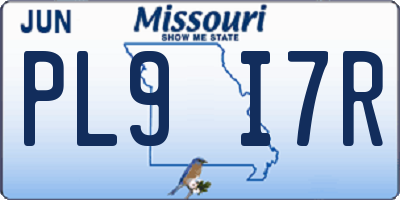 MO license plate PL9I7R
