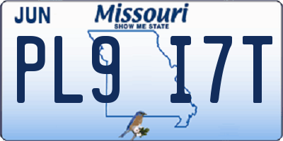 MO license plate PL9I7T