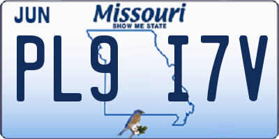 MO license plate PL9I7V