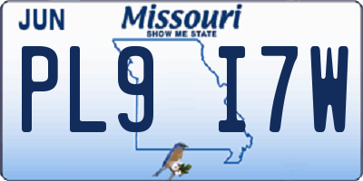 MO license plate PL9I7W