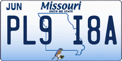 MO license plate PL9I8A