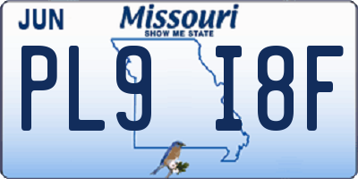 MO license plate PL9I8F