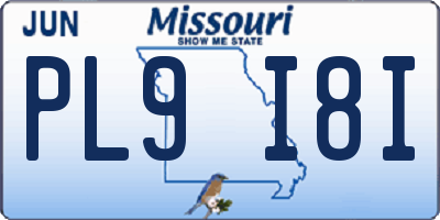 MO license plate PL9I8I