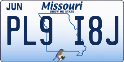 MO license plate PL9I8J
