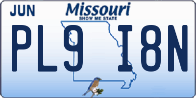 MO license plate PL9I8N