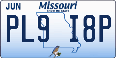 MO license plate PL9I8P