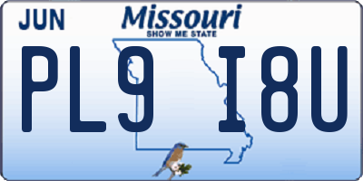 MO license plate PL9I8U