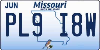 MO license plate PL9I8W
