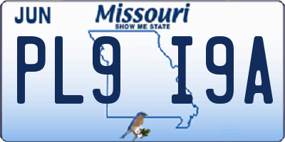 MO license plate PL9I9A