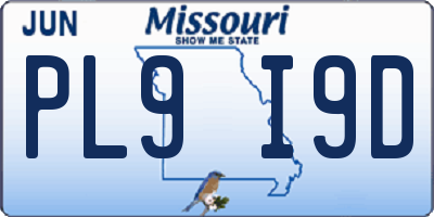 MO license plate PL9I9D