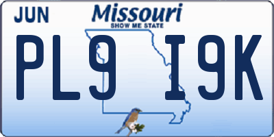 MO license plate PL9I9K